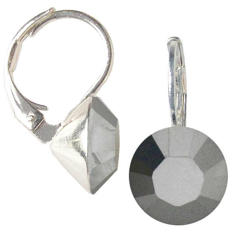 8mm Ohrringe mit Swarovski Kristall in der Farbe Jet Hämatit Anthrazit